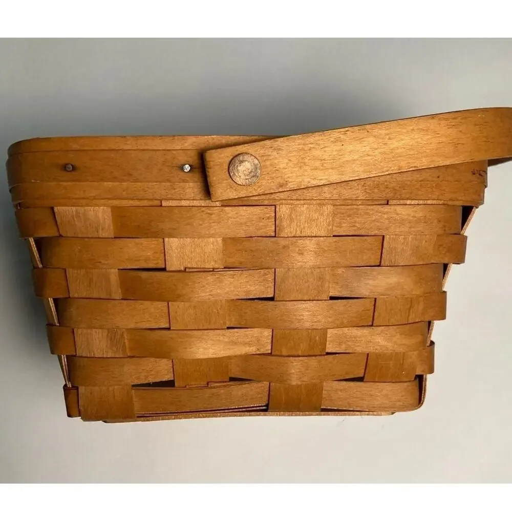 1992 Longaberger Square Basket with Swinging Handle Plastic Protector *READ*